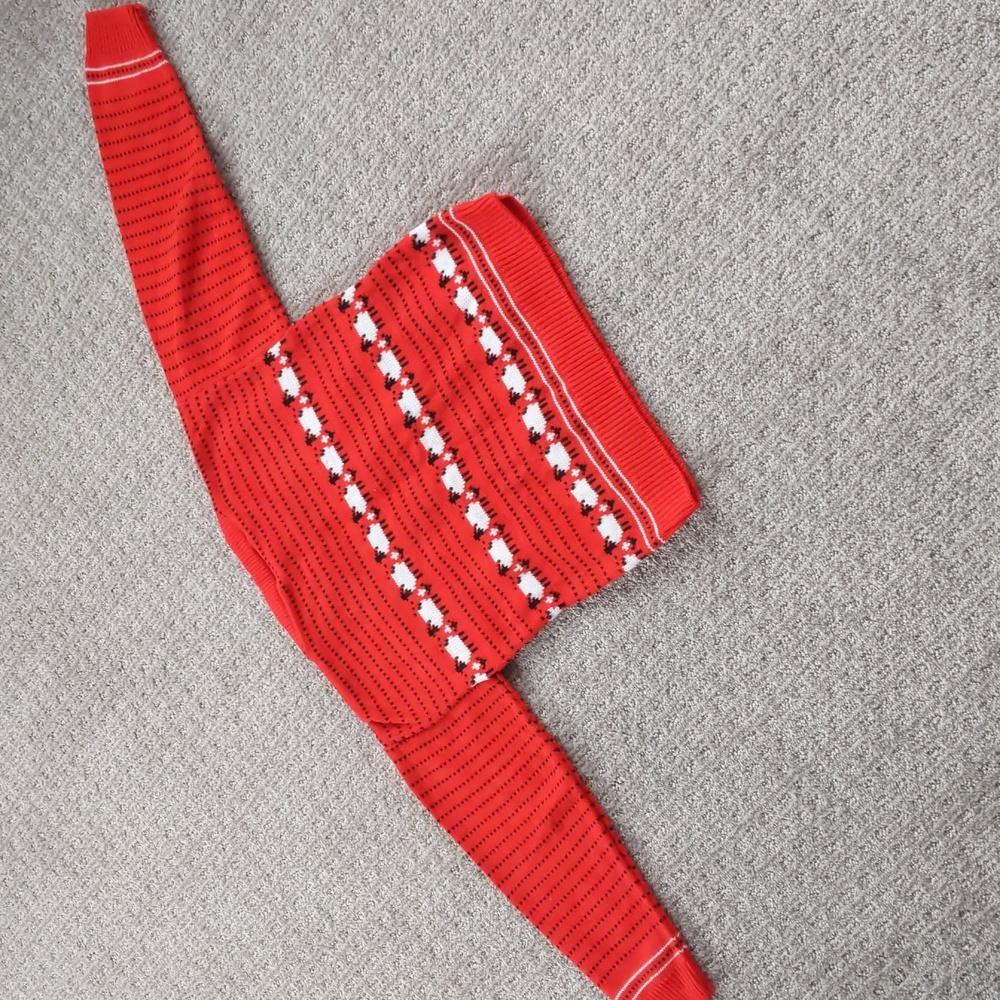 ADORABLE Vintage Kids Red/White Sheep Knit Sweater, Size 5-7 🐑♥️ - Picture 9 of 9